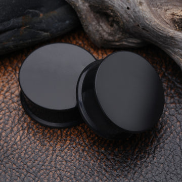 Detail View 1 of A Pair Of Soft Silicone Double Flared Plug-Black